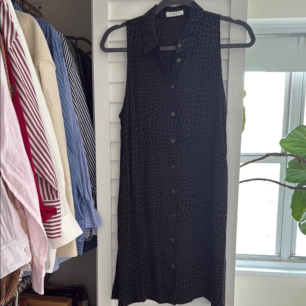 Equipment Black Croc-Pattern Mini Dress